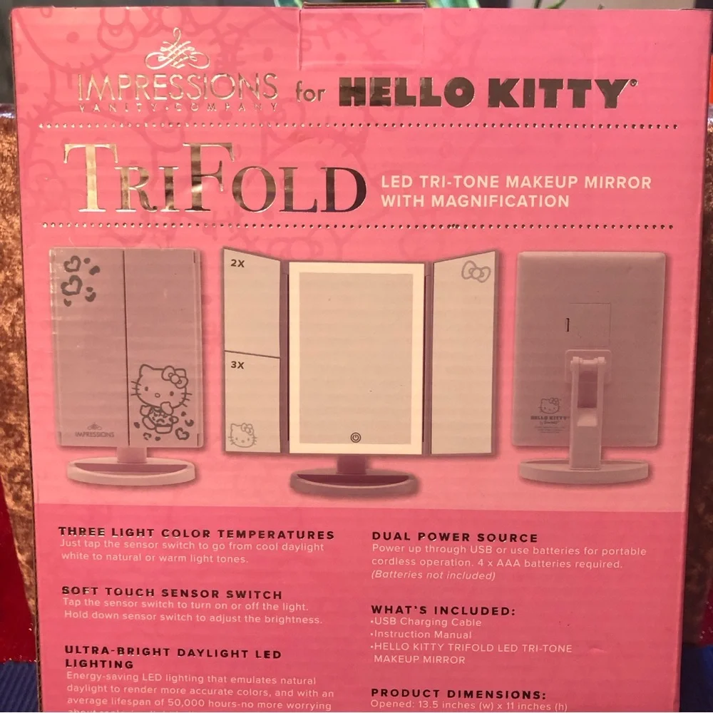 Hello Kitty  Mirror with Magnification and   touch sensor dimmer